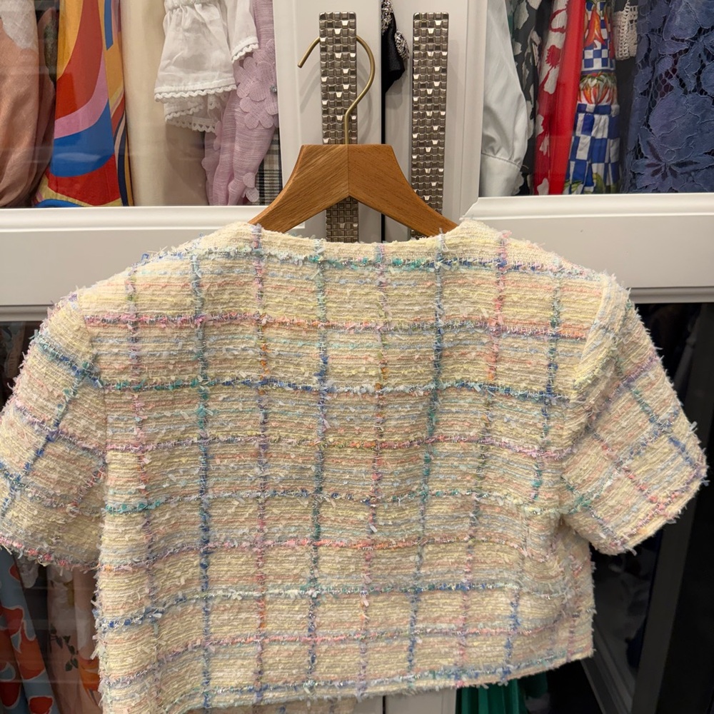Multicolor Tweed Cropped Jacket - image 2